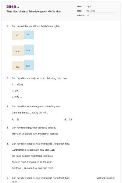 Thực hành chính tả: Trên đường mòn Hồ Chí Minh