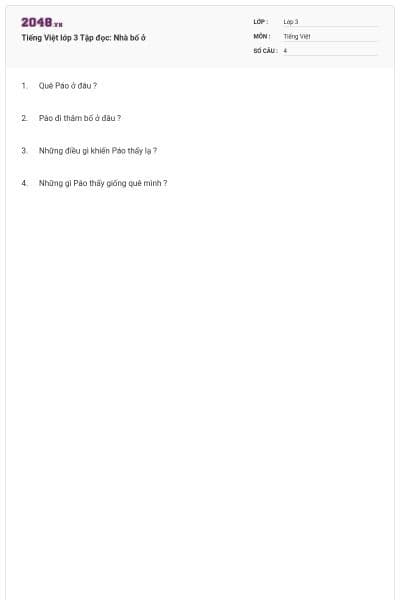 Tiếng Việt lớp 3 Tập đọc: Nhà bố ở