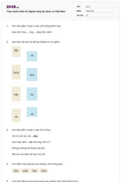 Thực hành chính tả: Người sáng tác Quốc ca Việt Nam