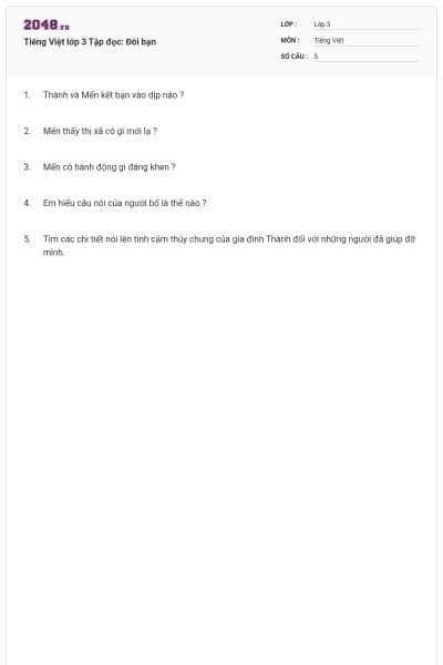 Tiếng Việt lớp 3 Tập đọc: Đôi bạn