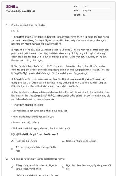 Thực hành tập đọc: Hội vật