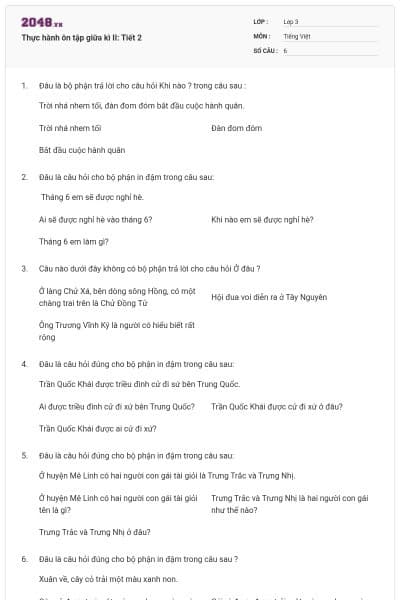 Thực hành ôn tập giữa kì II: Tiết 2