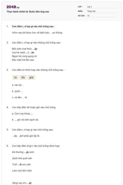 Thực hành chính tả: Rước đèn ông sao