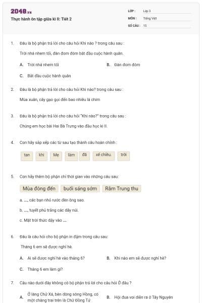 Thực hành ôn tập giữa kì II: Tiết 2