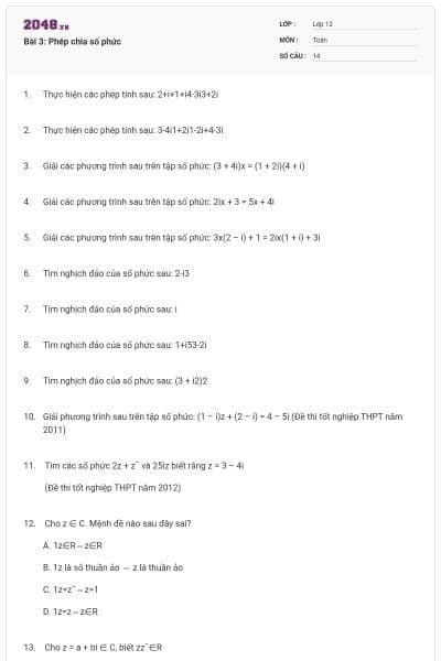 Bài 3: Phép chia số phức