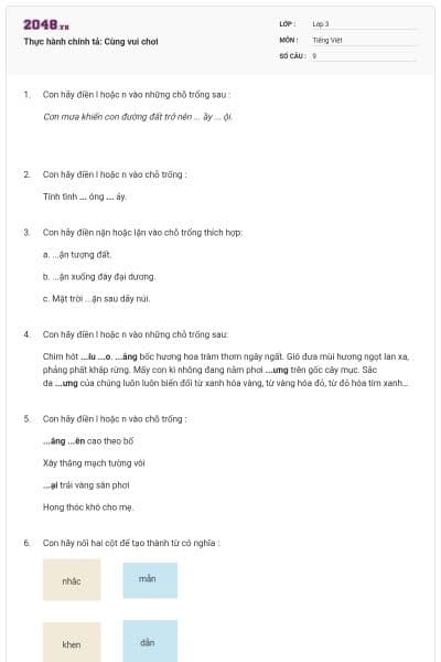 Thực hành chính tả: Cùng vui chơi