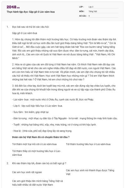 Thực hành tập đọc: Gặp gỡ ở Lúc-xăm-bua