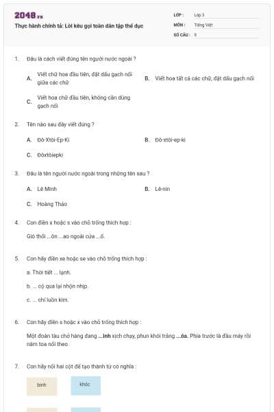 Thực hành chính tả: Lời kêu gọi toàn dân tập thể dục