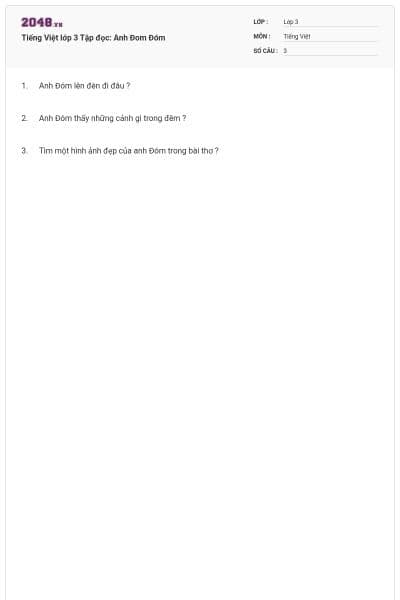 Tiếng Việt lớp 3 Tập đọc: Anh Đom Đóm