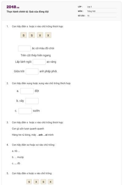 Thực hành chính tả: Quà của đồng đội