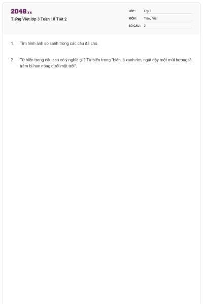 Tiếng Việt lớp 3 Tuần 18 Tiết 2