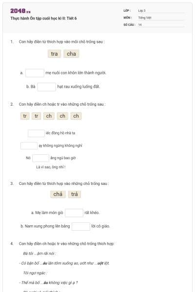 Thực hành Ôn tập cuối học kì II: Tiết 6