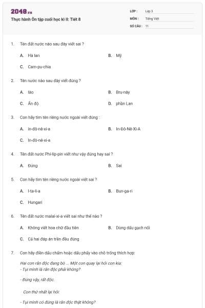 Thực hành Ôn tập cuối học kì II: Tiết 8