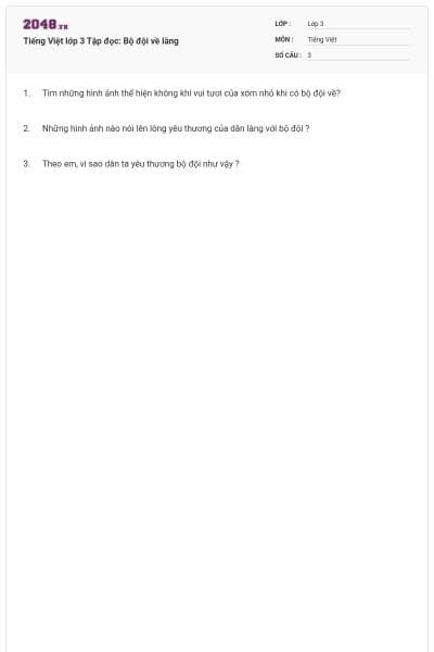 Tiếng Việt lớp 3 Tập đọc: Bộ đội về làng