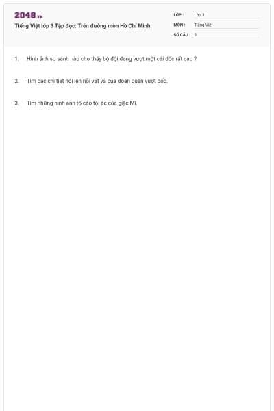 Tiếng Việt lớp 3 Tập đọc: Trên đường mòn Hồ Chí Minh