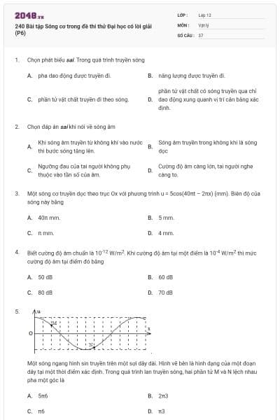 240 Bài tập Sóng cơ trong đề thi thử Đại học có lời giải (P6)