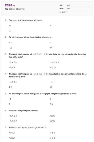 Tập hợp các số nguyên