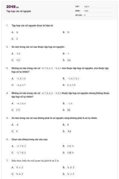 Tập hợp các số nguyên