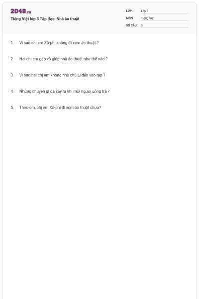 Tiếng Việt lớp 3 Tập đọc: Nhà ảo thuật