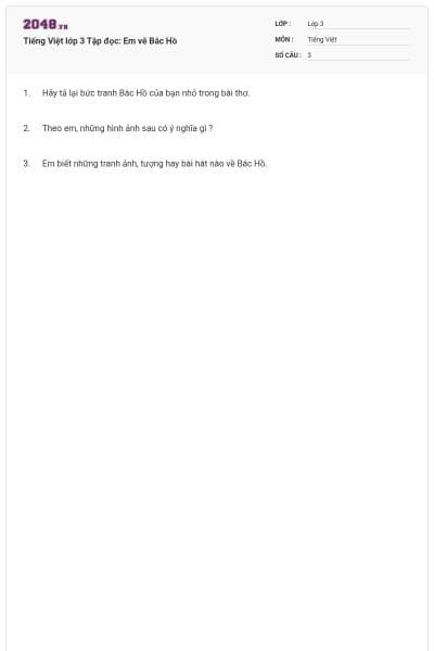 Tiếng Việt lớp 3 Tập đọc: Em vẽ Bác Hồ