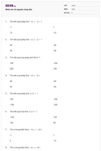 Nhân hai số nguyên cùng dấu