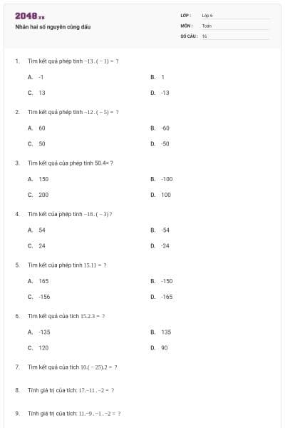 Nhân hai số nguyên cùng dấu