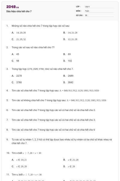 Dấu hiệu chia hết cho 7