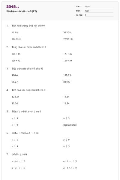 Dấu hiệu chia hết cho 9 (P2)