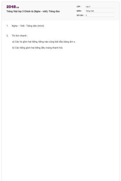 Tiếng Việt lớp 3 Chính tả (Nghe - viết): Tiếng đàn