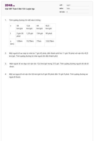 Giải VBT Toán 5 Bài 133: Luyện tập