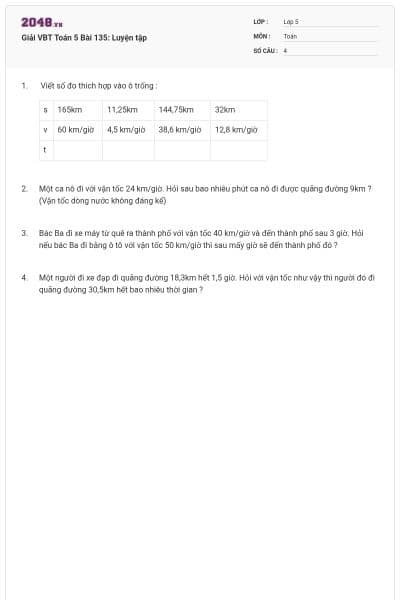 Giải VBT Toán 5 Bài 135: Luyện tập