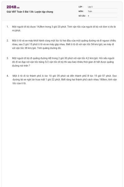 Giải VBT Toán 5 Bài 136: Luyện tập chung