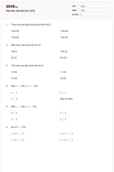 Dấu hiệu chia hết cho 3 (P2)