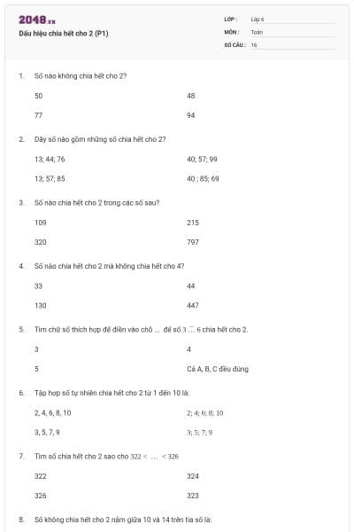 Dấu hiệu chia hết cho 2 (P1)