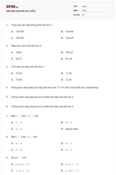 Dấu hiệu chia hết cho 3 (P2)