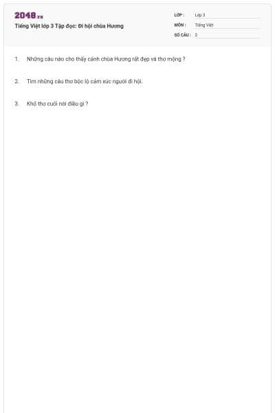 Tiếng Việt lớp 3 Tập đọc: Đi hội chùa Hương