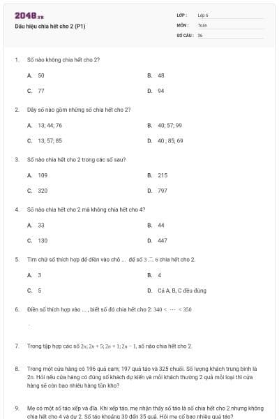 Dấu hiệu chia hết cho 2 (P1)