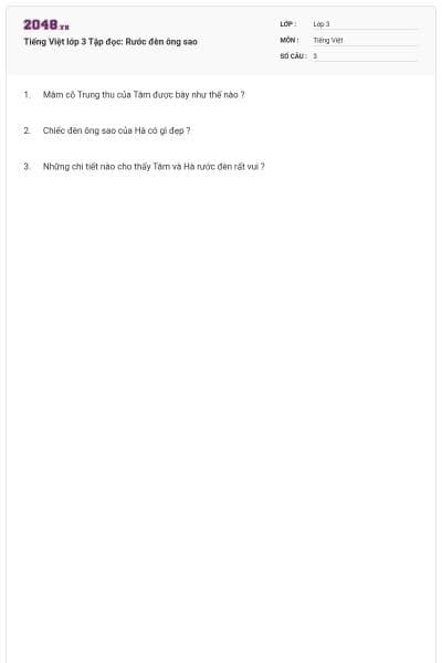 Tiếng Việt lớp 3 Tập đọc: Rước đèn ông sao