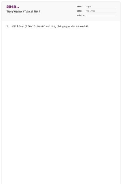 Tiếng Việt lớp 3 Tuần 27 Tiết 9