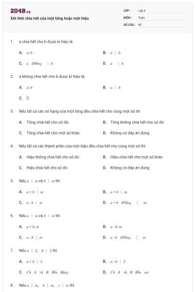 Xét tính chia hết của một tổng hoặc một hiệu