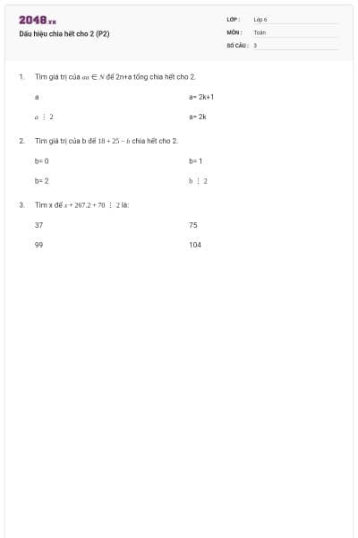 Dấu hiệu chia hết cho 2 (P2)