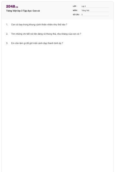 Tiếng Việt lớp 3 Tập đọc: Con cò