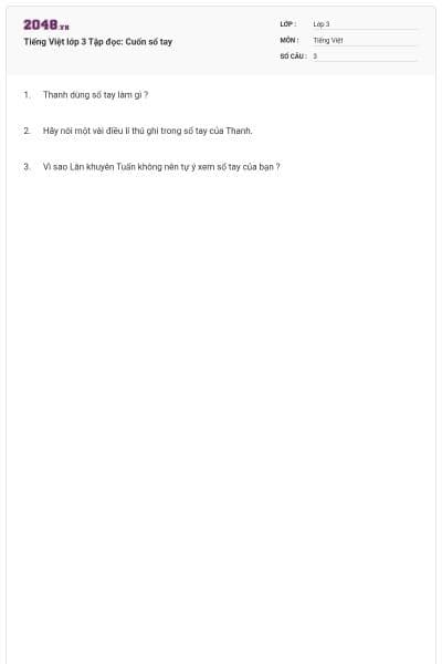 Tiếng Việt lớp 3 Tập đọc: Cuốn sổ tay