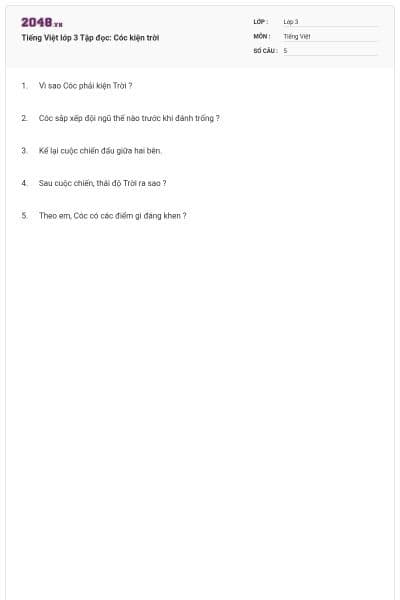 Tiếng Việt lớp 3 Tập đọc: Cóc kiện trời