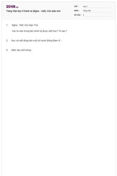 Tiếng Việt lớp 3 Chính tả (Nghe - viết): Cóc kiện trời