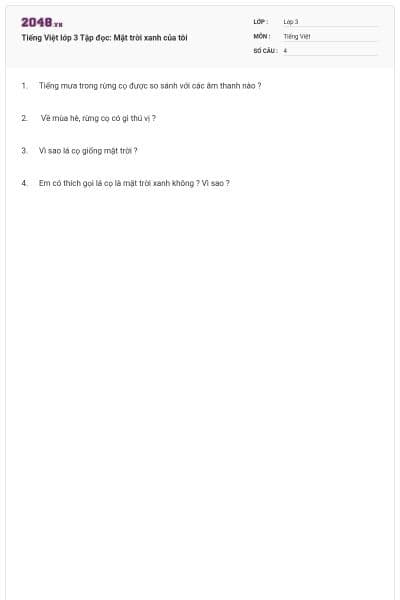 Tiếng Việt lớp 3 Tập đọc: Mặt trời xanh của tôi