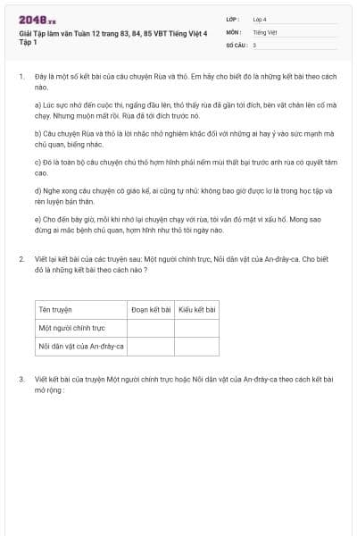 Giải Tập làm văn Tuần 12 trang 83, 84, 85 VBT Tiếng Việt 4 Tập 1
