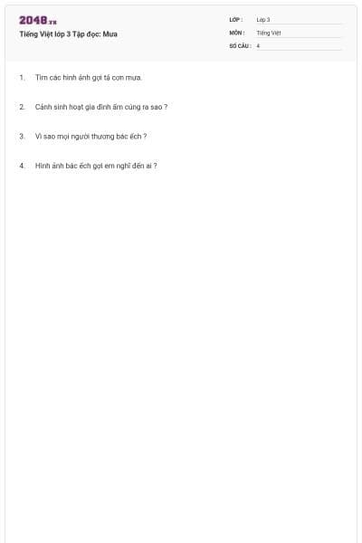 Tiếng Việt lớp 3 Tập đọc: Mưa