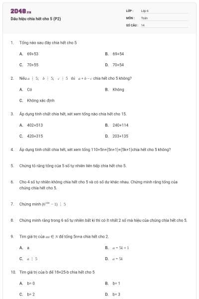 Dấu hiệu chia hết cho 5 (P2)