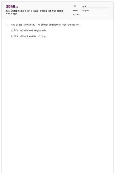 Giải Ôn tập học kì 1 tiết 3 Tuần 18 trang 135 VBT Tiếng Việt 4 Tập 1